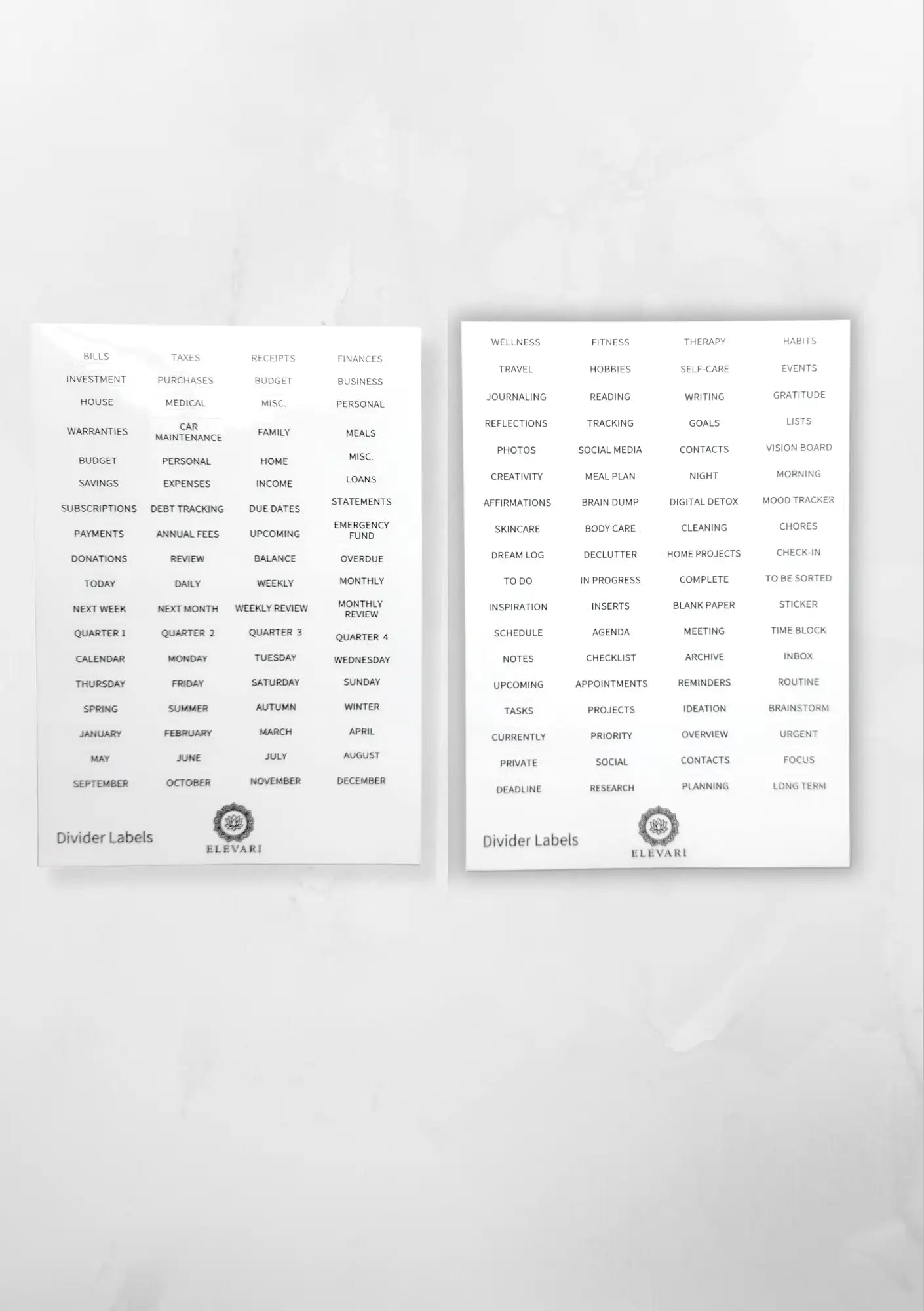 Planner Divider Labels — 150+ Transparent Section Stickers for A5 Planners