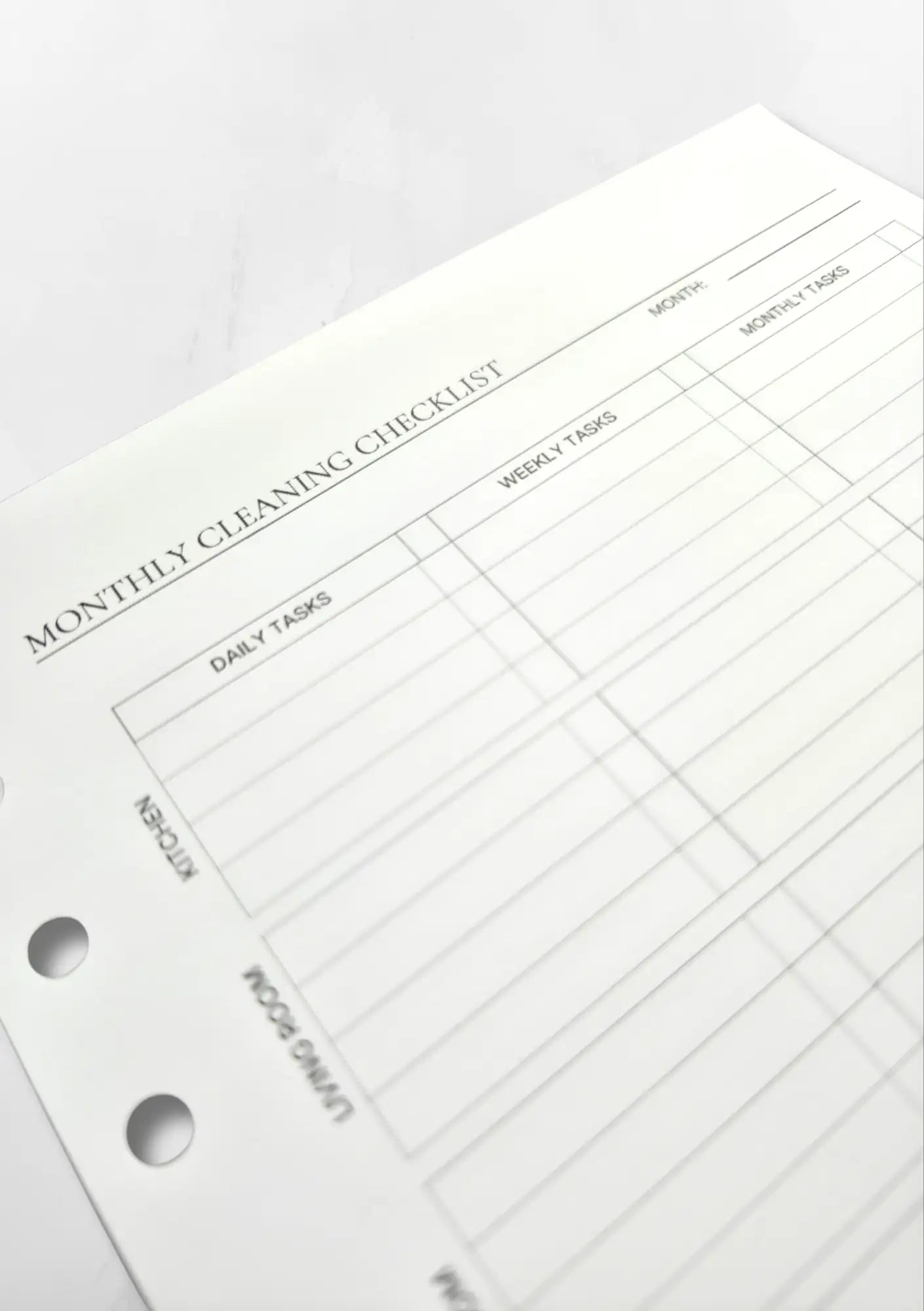 MONTHLY CLEANING CHECKLIST