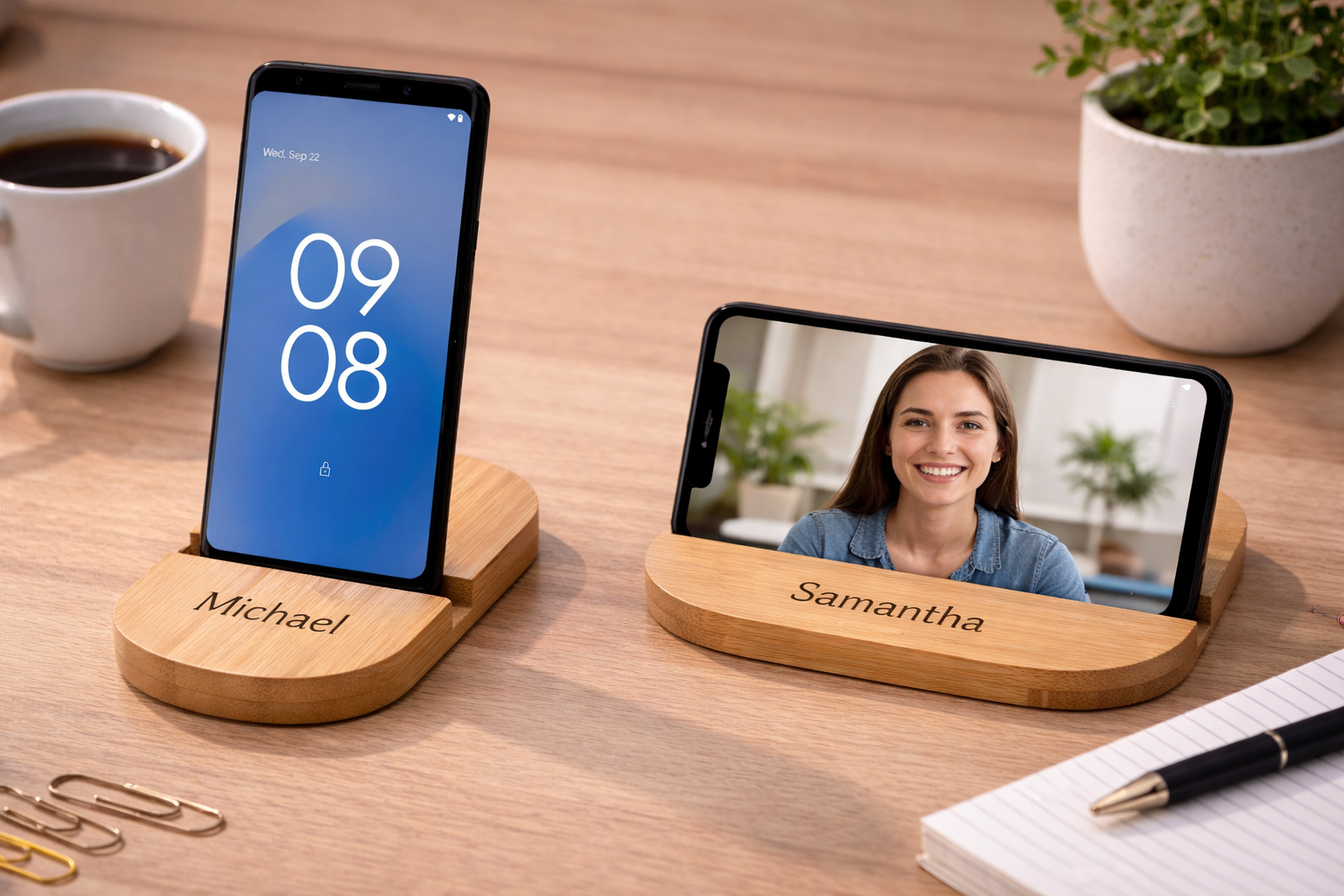 Personalised Bamboo Phone Stand