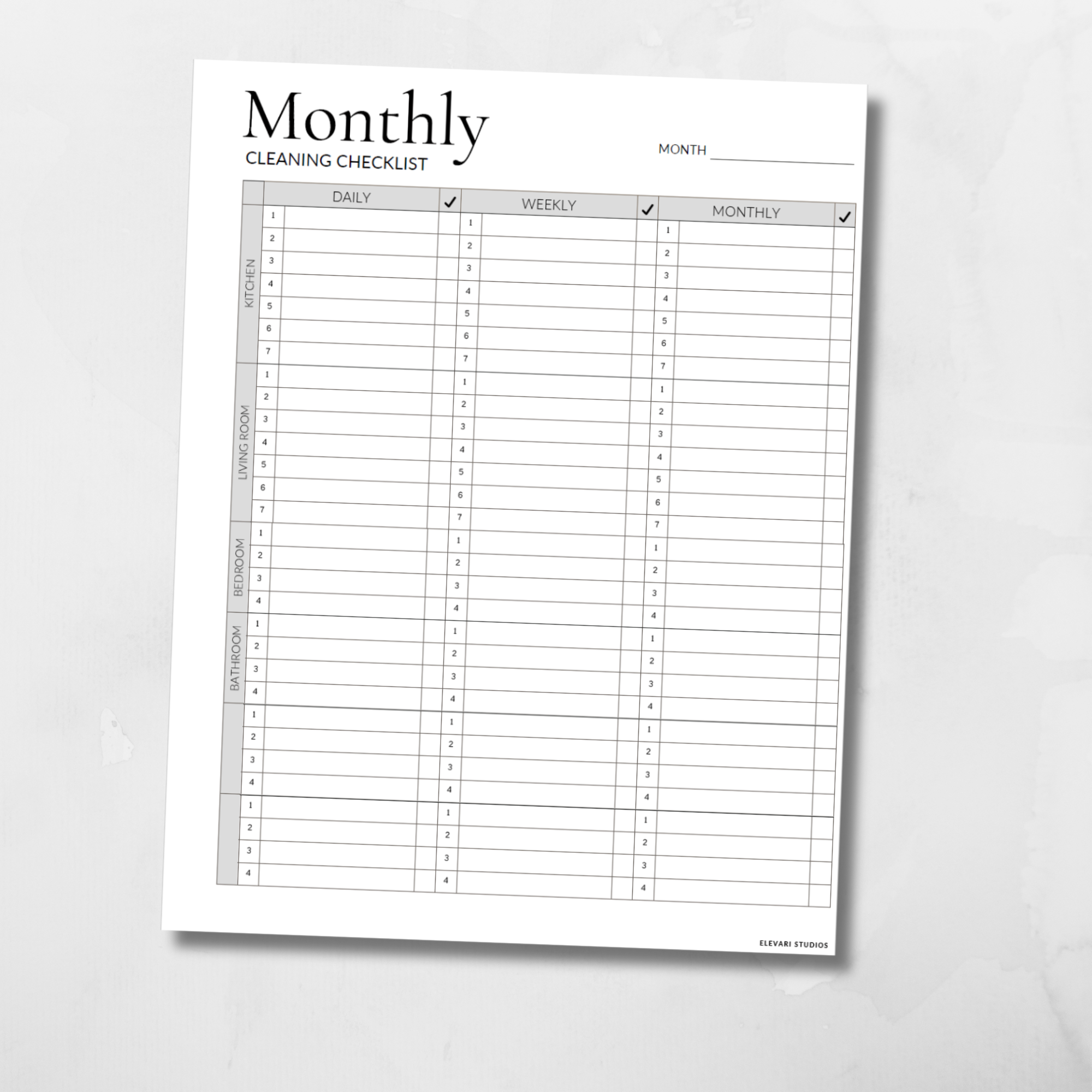 Monthly Cleaning Checklist