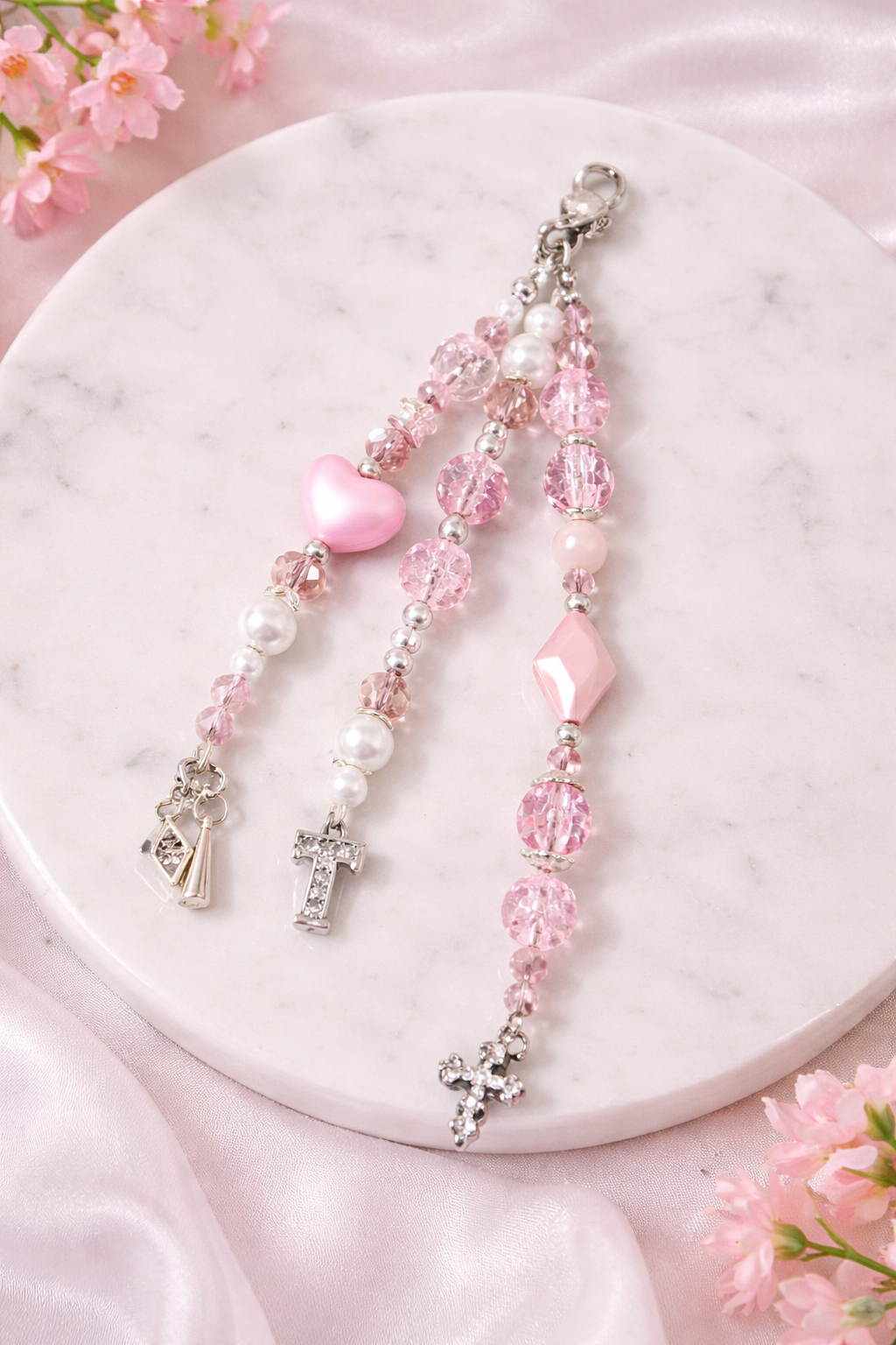 Beaded Charm Keychain - 3 strings