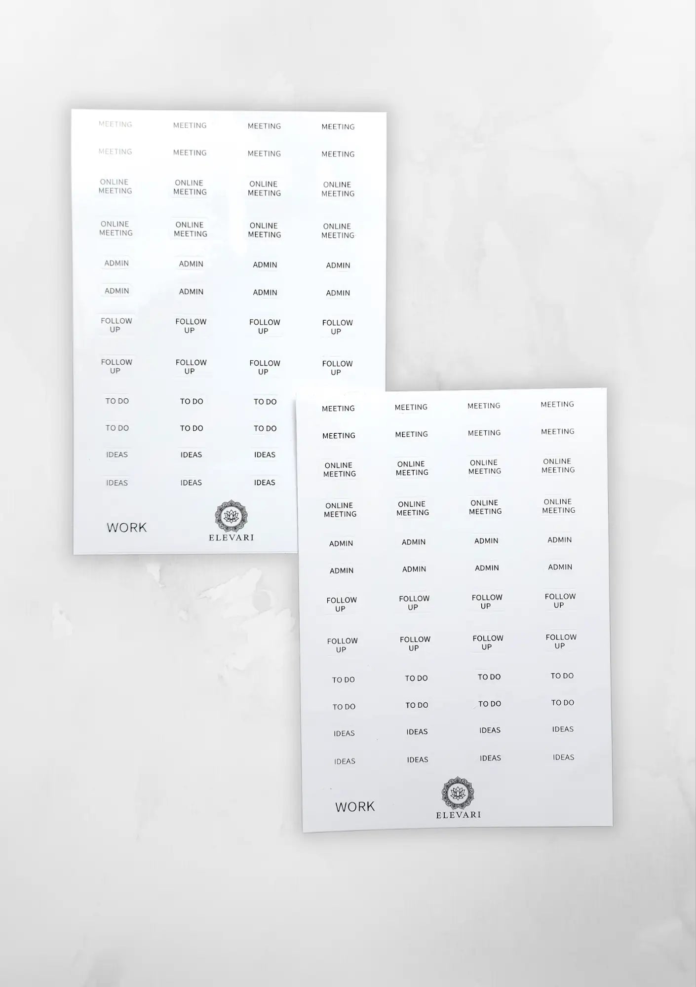 Work Planner Stickers — Transparent Labels for A5 Planners