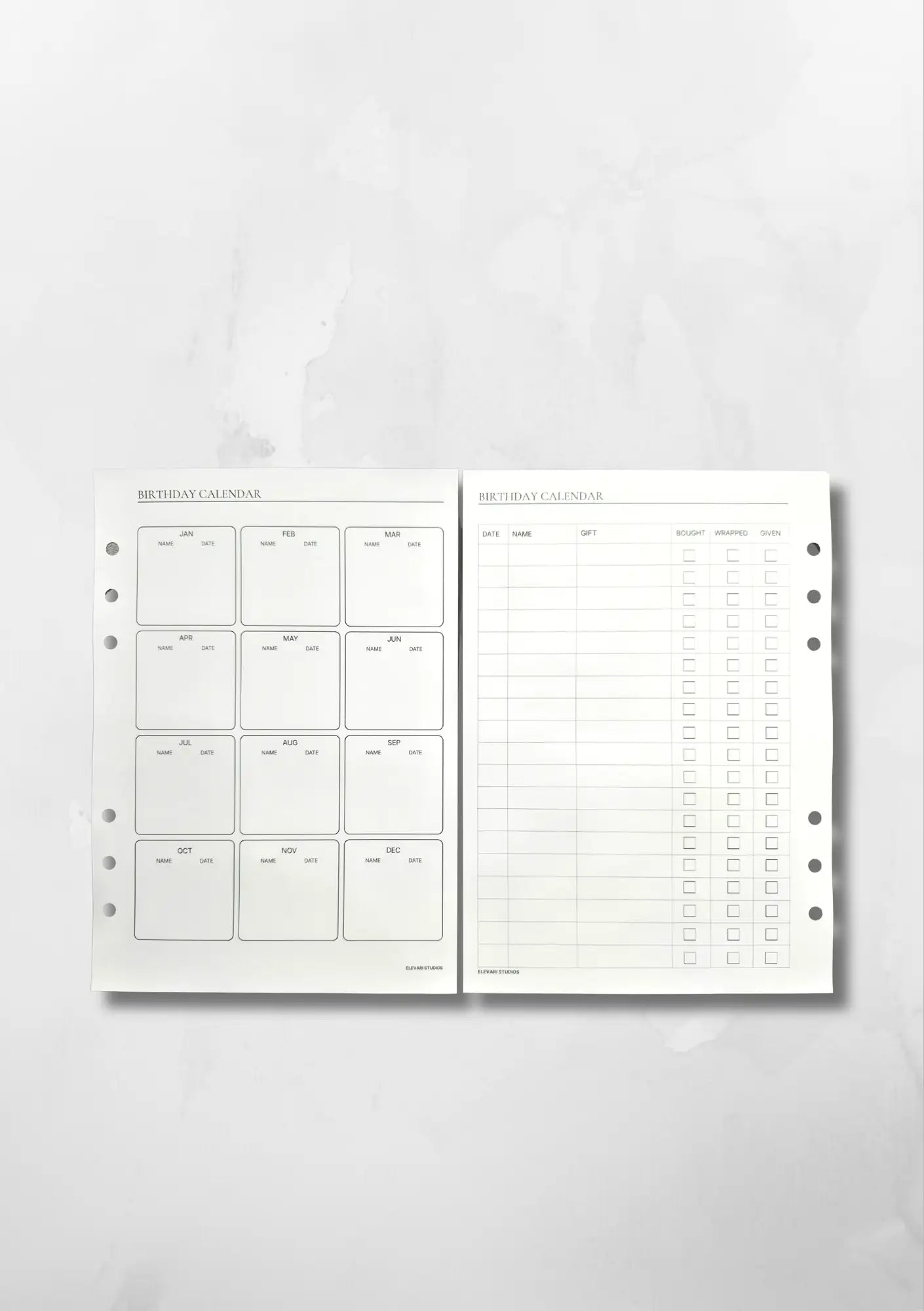 BIRTHDAY CALENDAR