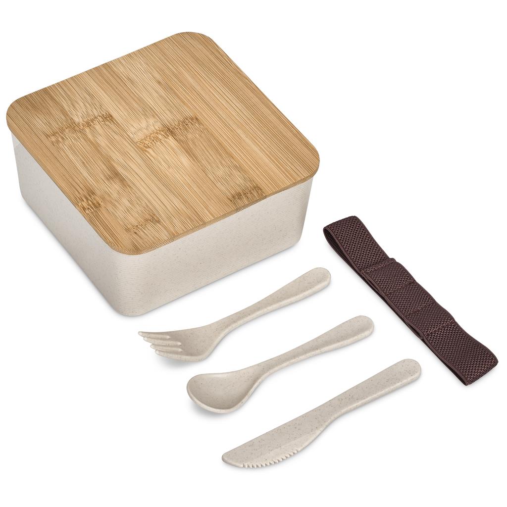 Personalised Eco Bamboo Lunch Box Set