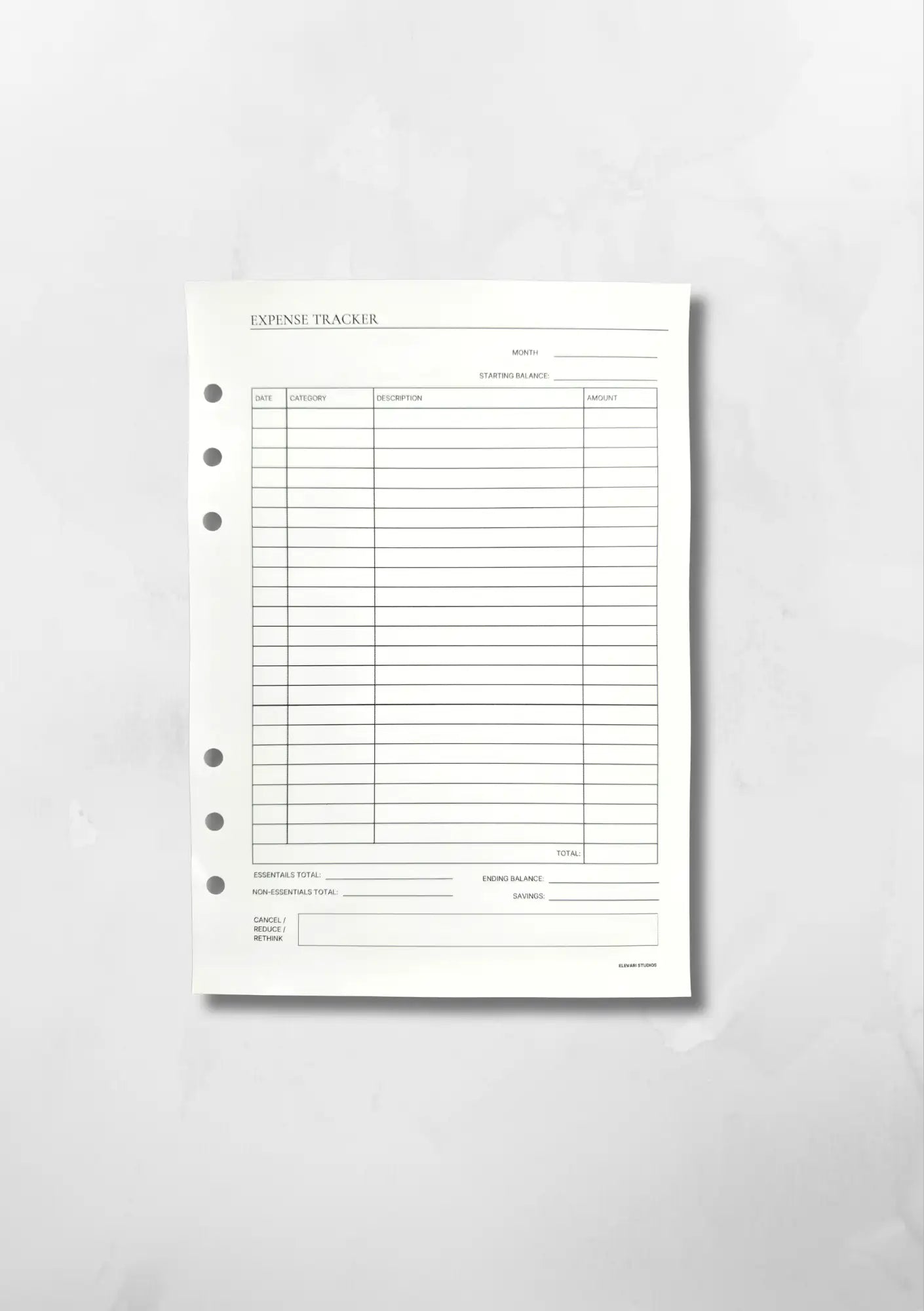 MONTHLY EXPENSE TRACKER