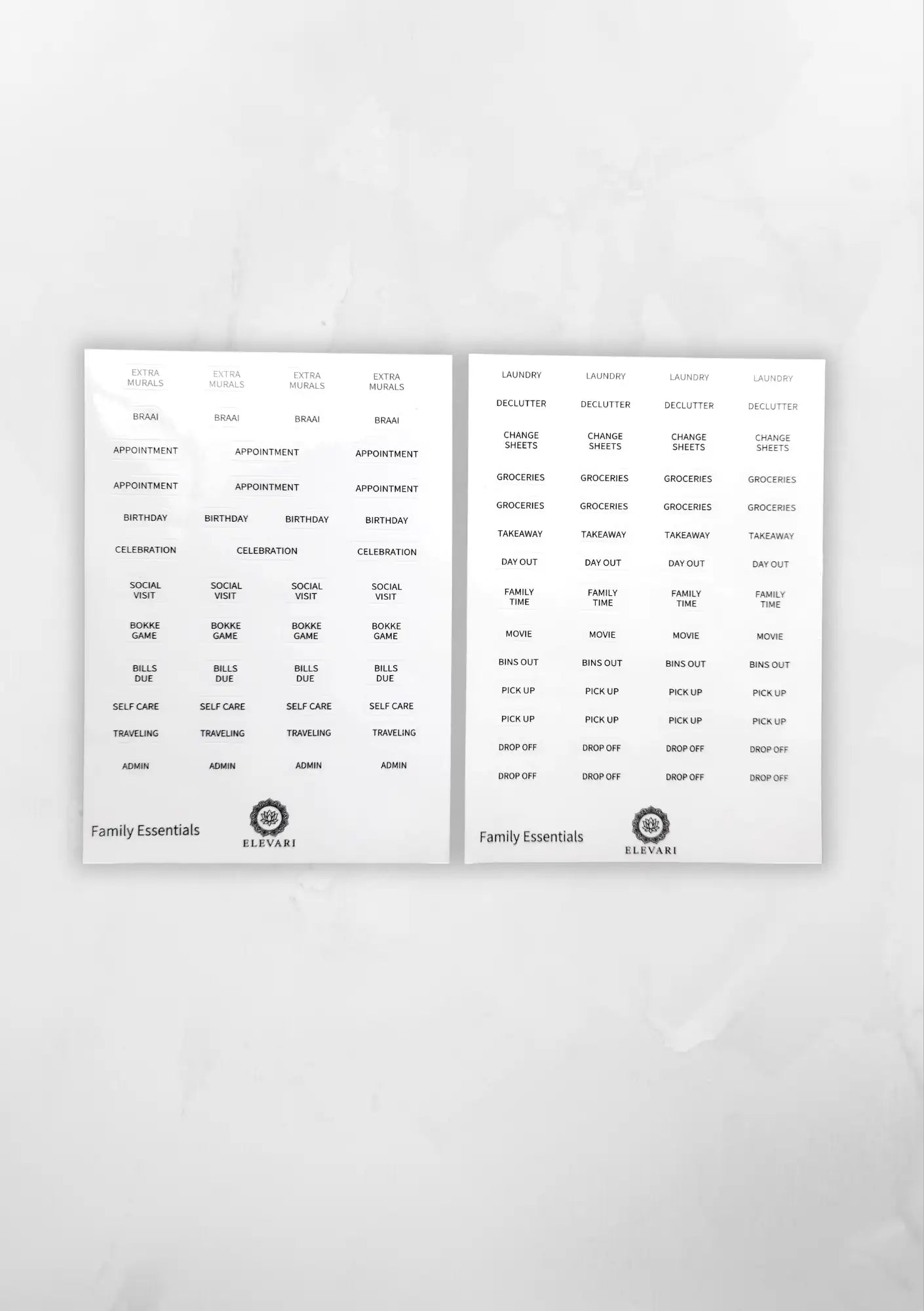 Family Planner Stickers — Transparent Family Life Labels for A5 Planners