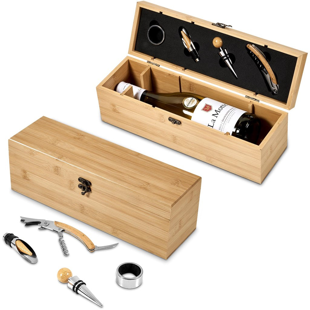 Personalised Bamboo Wine Gift Set